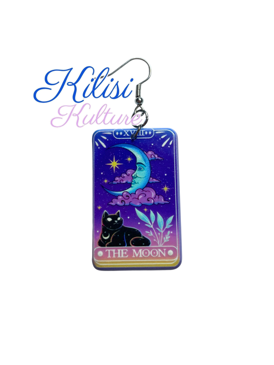 Tarot "The moon" earrings | Tarot cards, black cat and crescent