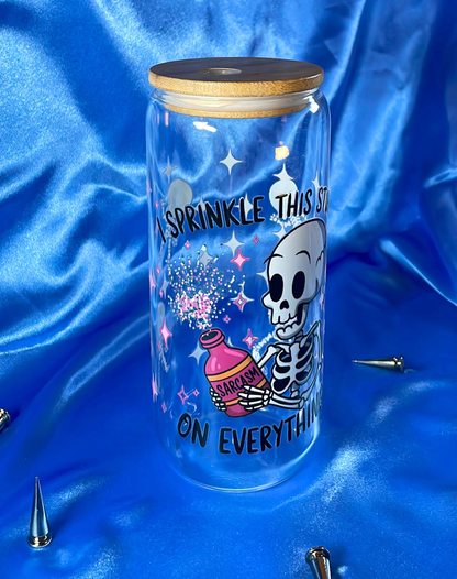 "I sprinkle this stuff on everything" Glass 20oz tumbler | Drinkware