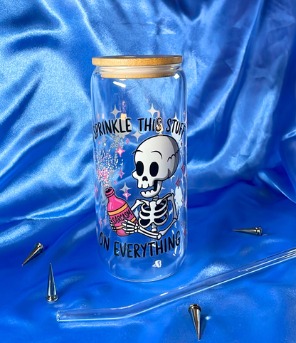 "I sprinkle this stuff on everything" Glass 20oz tumbler | Drinkware